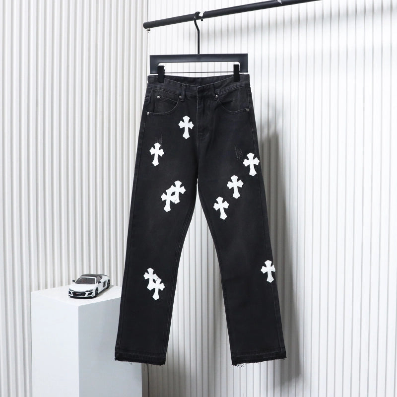 Chrome Hearts Leather White Cross Jeans – CHJ030