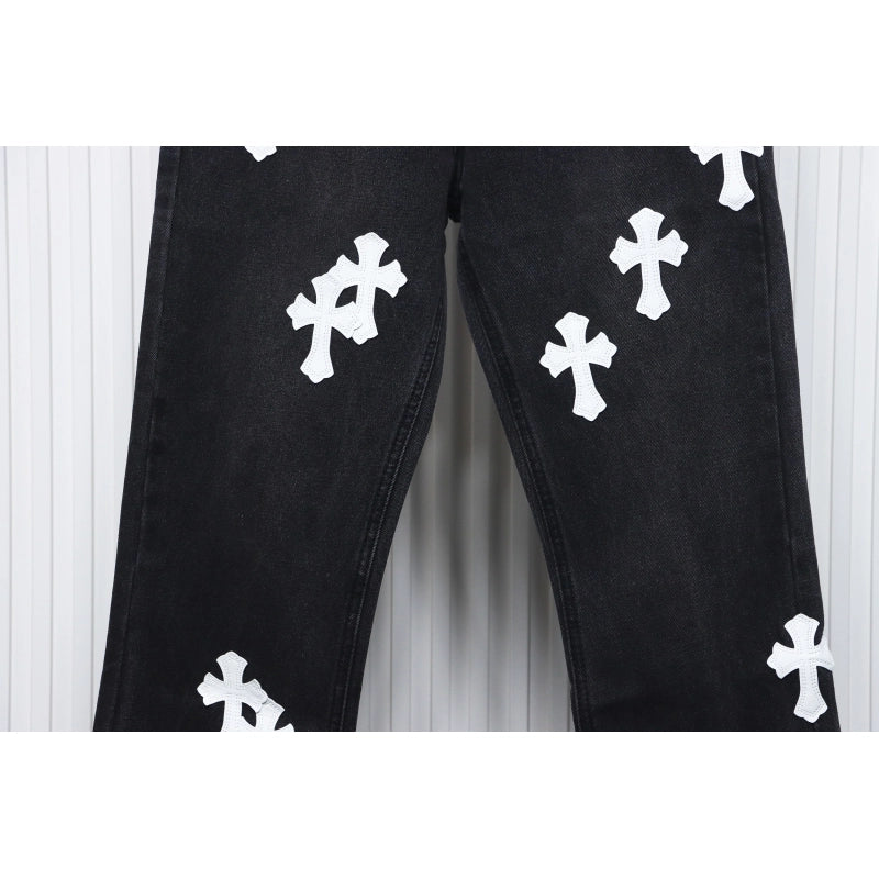 Chrome Hearts Leather White Cross Jeans – CHJ030