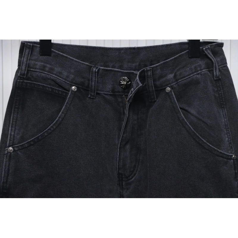 Chrome Hearts Multicolor Laser Cross Leather Jeans Dark Black – CHJ031