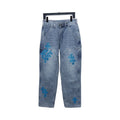 Chrome Hearts Multicolor Laser Cross Leather Jeans Dark Blue – CHJ032