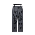 Chrome Hearts Ox King City Limited Edition Cross Metallic Leather Jeans Dark Gray – CHJ015