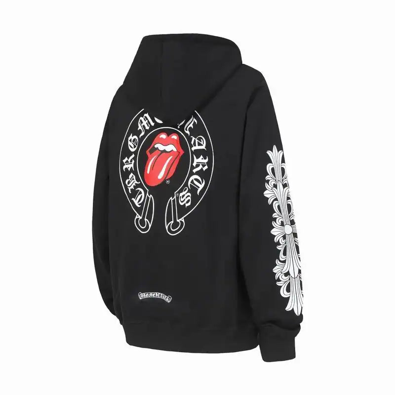 Chrome Hearts Red Tongue Zip Up Hoodie Black – CHK014
