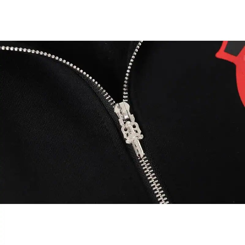 Chrome Hearts Red Tongue Zip Up Hoodie Black – CHK014
