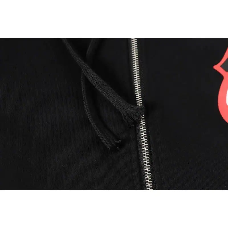 Chrome Hearts Red Tongue Zip Up Hoodie Black – CHK014