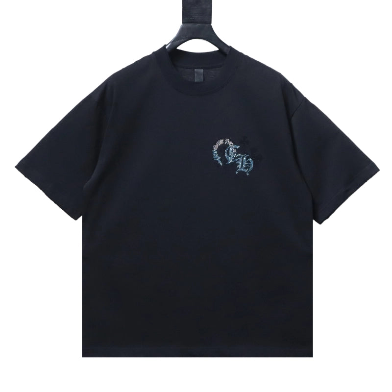 Chrome Hearts Sanskrit & Diamond-Embellished Cross T-Shirt Black – CHS107
