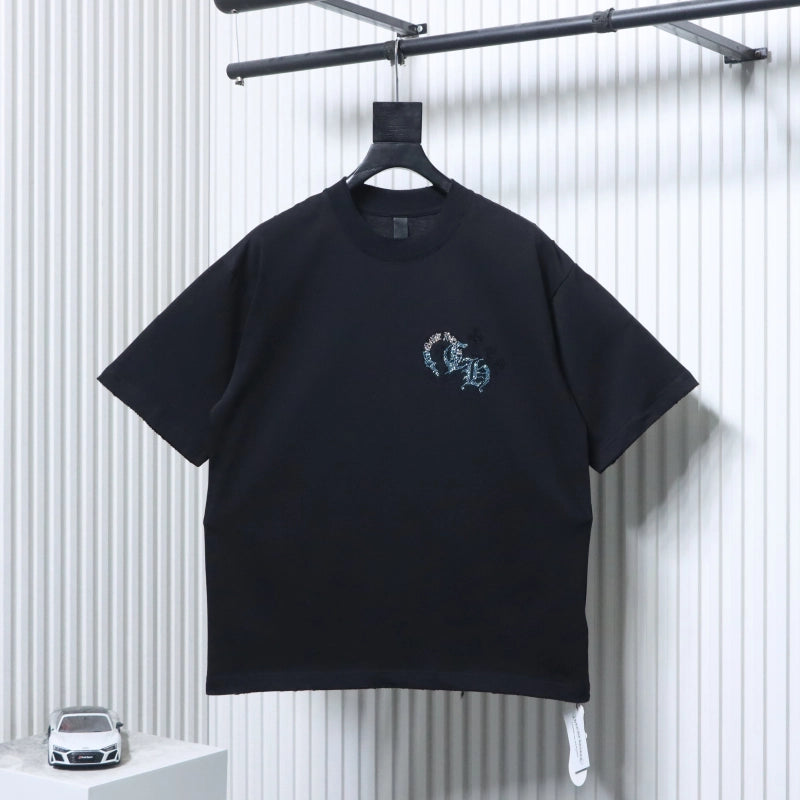 Chrome Hearts Sanskrit & Diamond-Embellished Cross T-Shirt Black – CHS107