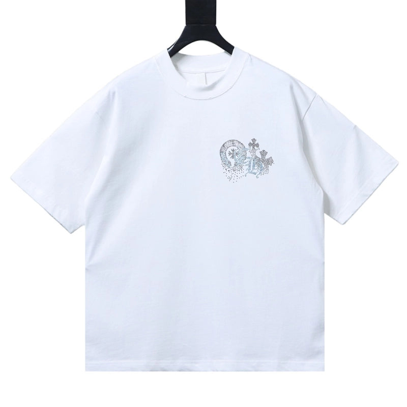 Chrome Hearts Sanskrit & Diamond-Embellished Cross T-Shirt White – CHS106
