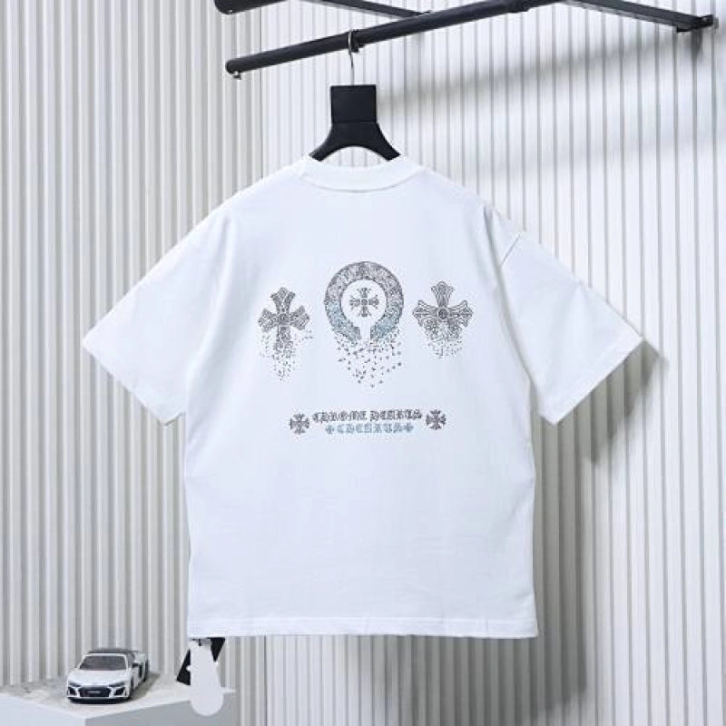 Chrome Hearts Sanskrit & Diamond-Embellished Cross T-Shirt White – CHS106