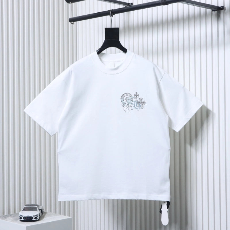 Chrome Hearts Sanskrit & Diamond-Embellished Cross T-Shirt White – CHS106