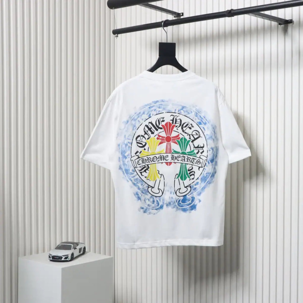 Chrome Hearts Tricolor Cross Horseshoe Print T-shirt White – CHS012