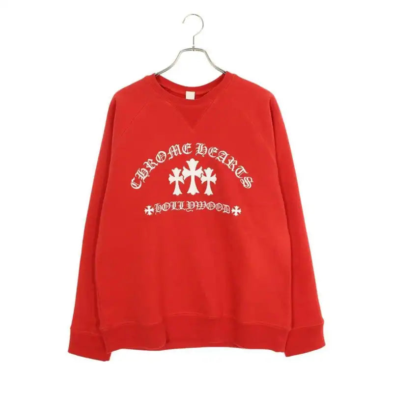 Chrome Hearts Triple Cross Embroidered Cemetery Cross Hollywood Long Sleeve Red – CHK046