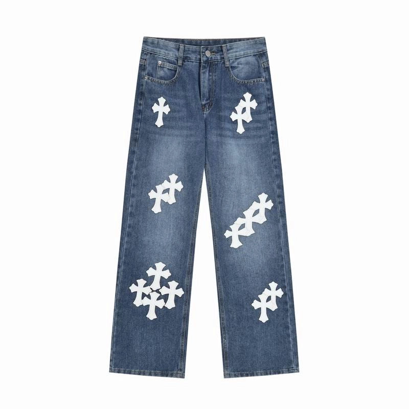 Chrome Hearts White Cross-patterned Jeans – CHJ011