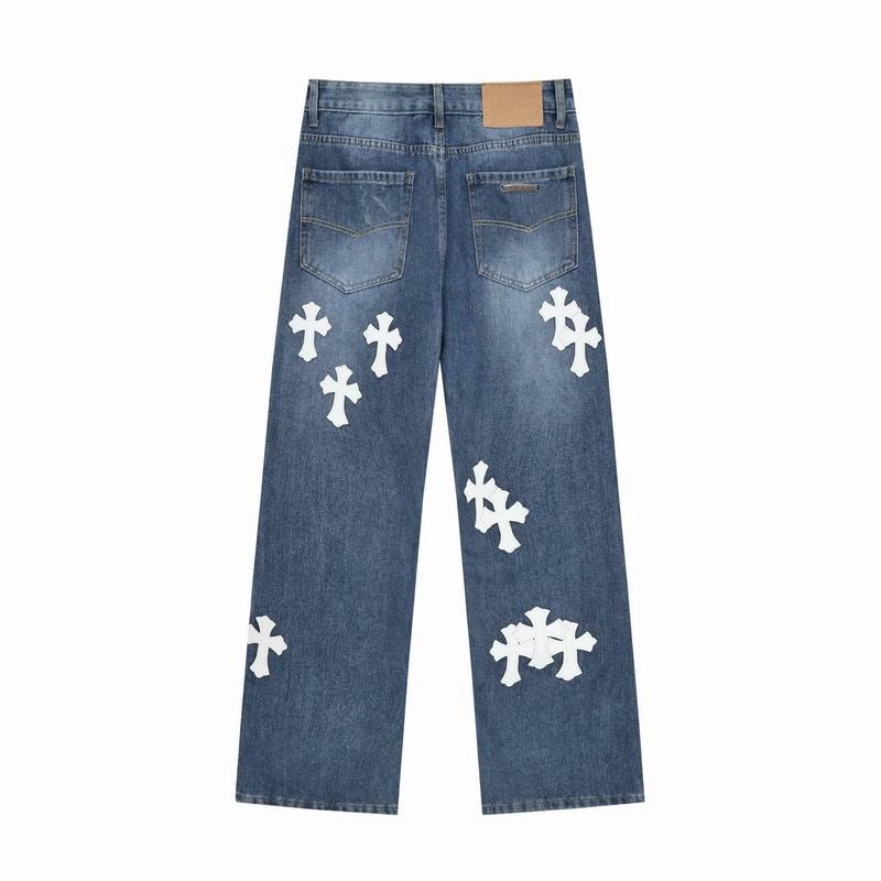 Chrome Hearts White Cross-patterned Jeans – CHJ011