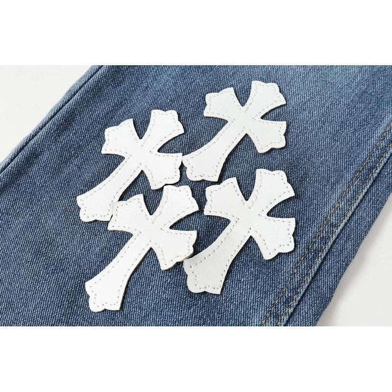 Chrome Hearts White Cross-patterned Jeans – CHJ011