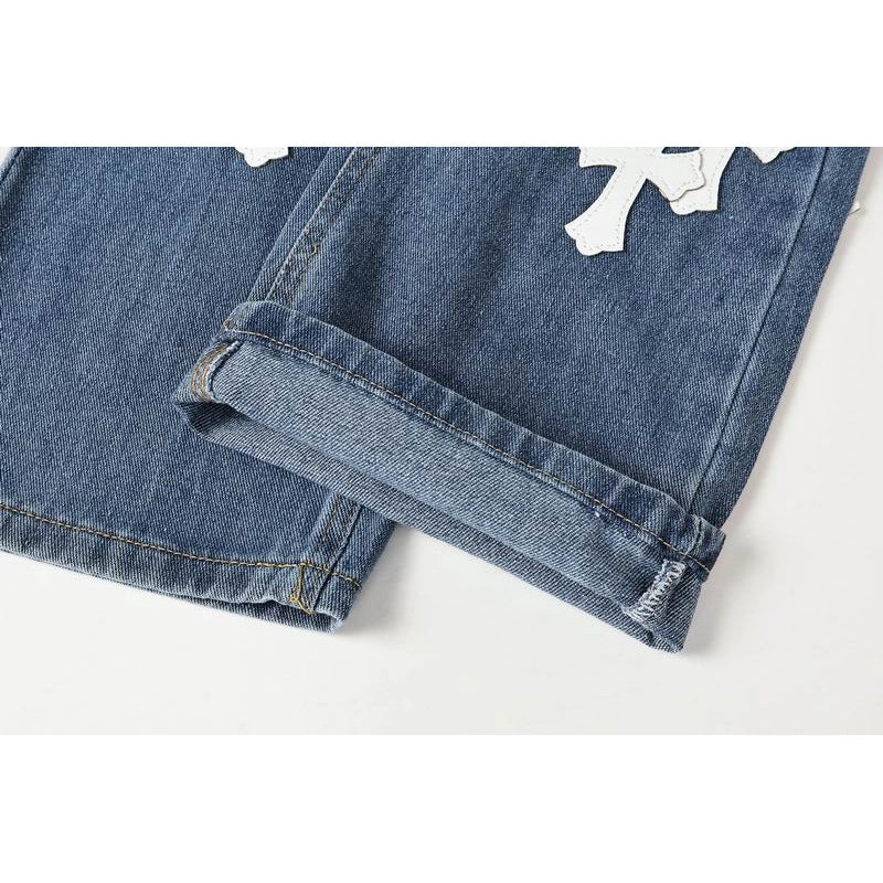 Chrome Hearts White Cross-patterned Jeans – CHJ011