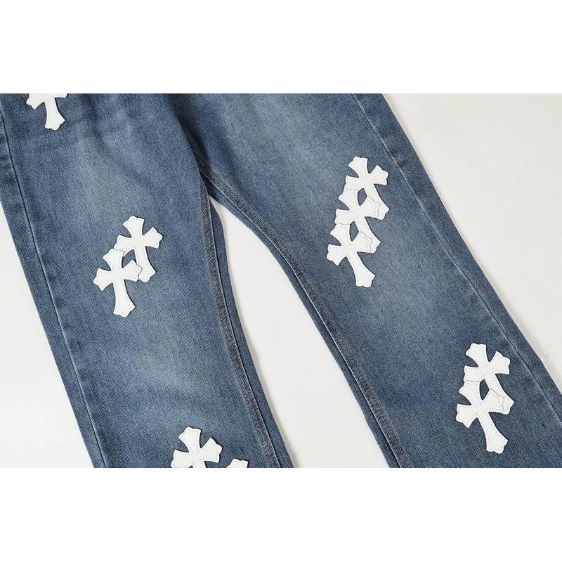 Chrome Hearts White Cross-patterned Jeans – CHJ011