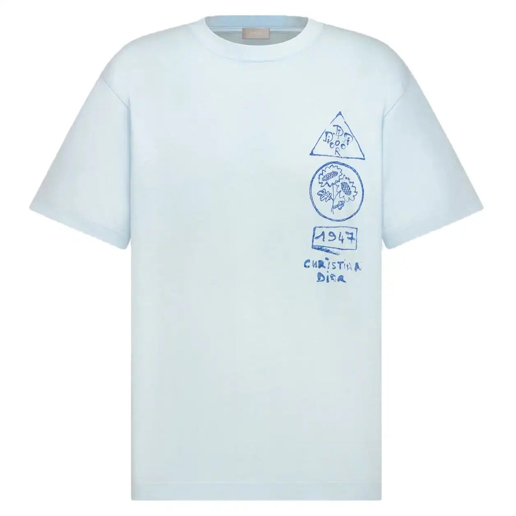 DI0R AND HYLTON NEL T-SHIRT, RELAXED FIT BLUE COTTON JERSEY – DOT055