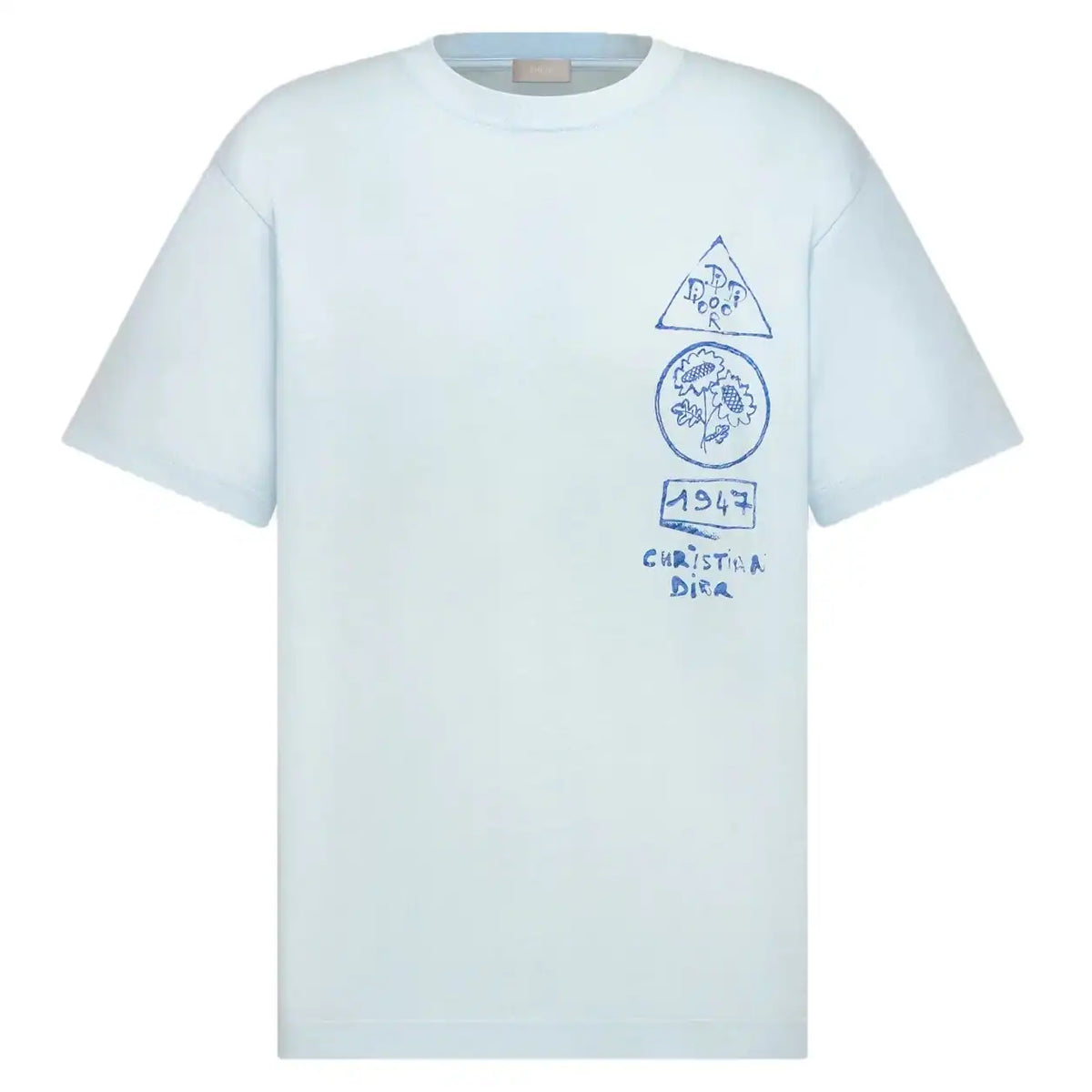 DI0R AND HYLTON NEL T-SHIRT, RELAXED FIT BLUE COTTON JERSEY – DOT055