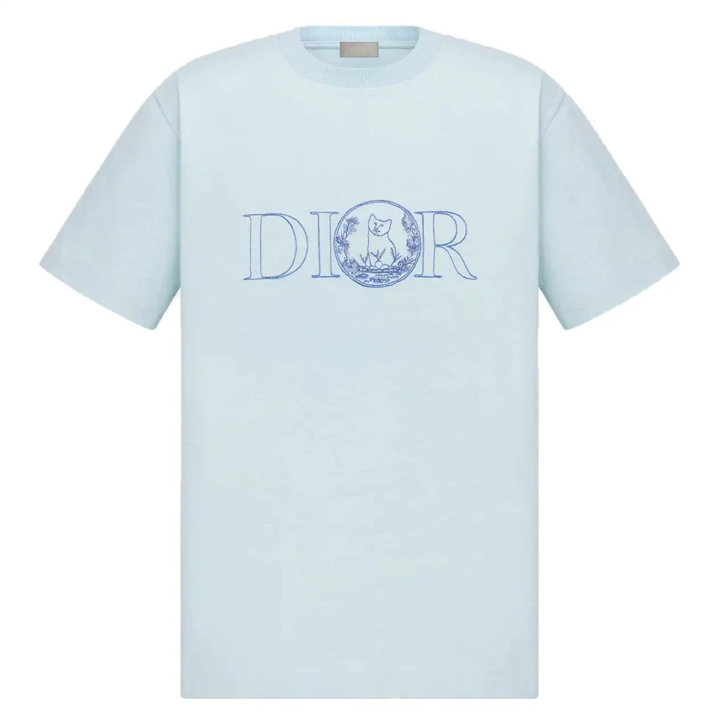 DI0R AND HYLTON NEL T-SHIRT, RELAXED FIT BLUE COTTON JERSEY – DOT056