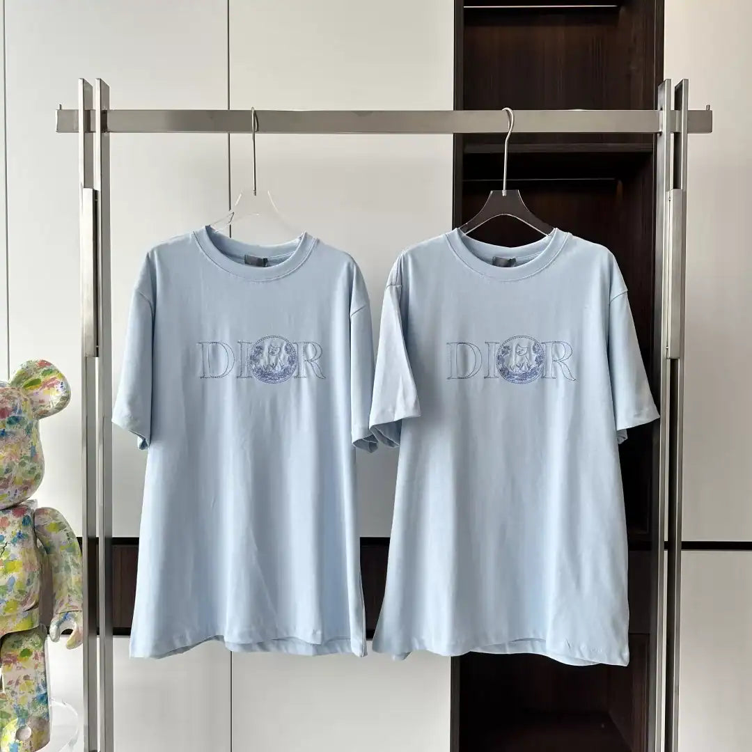 DI0R AND HYLTON NEL T-SHIRT, RELAXED FIT BLUE COTTON JERSEY – DOT056