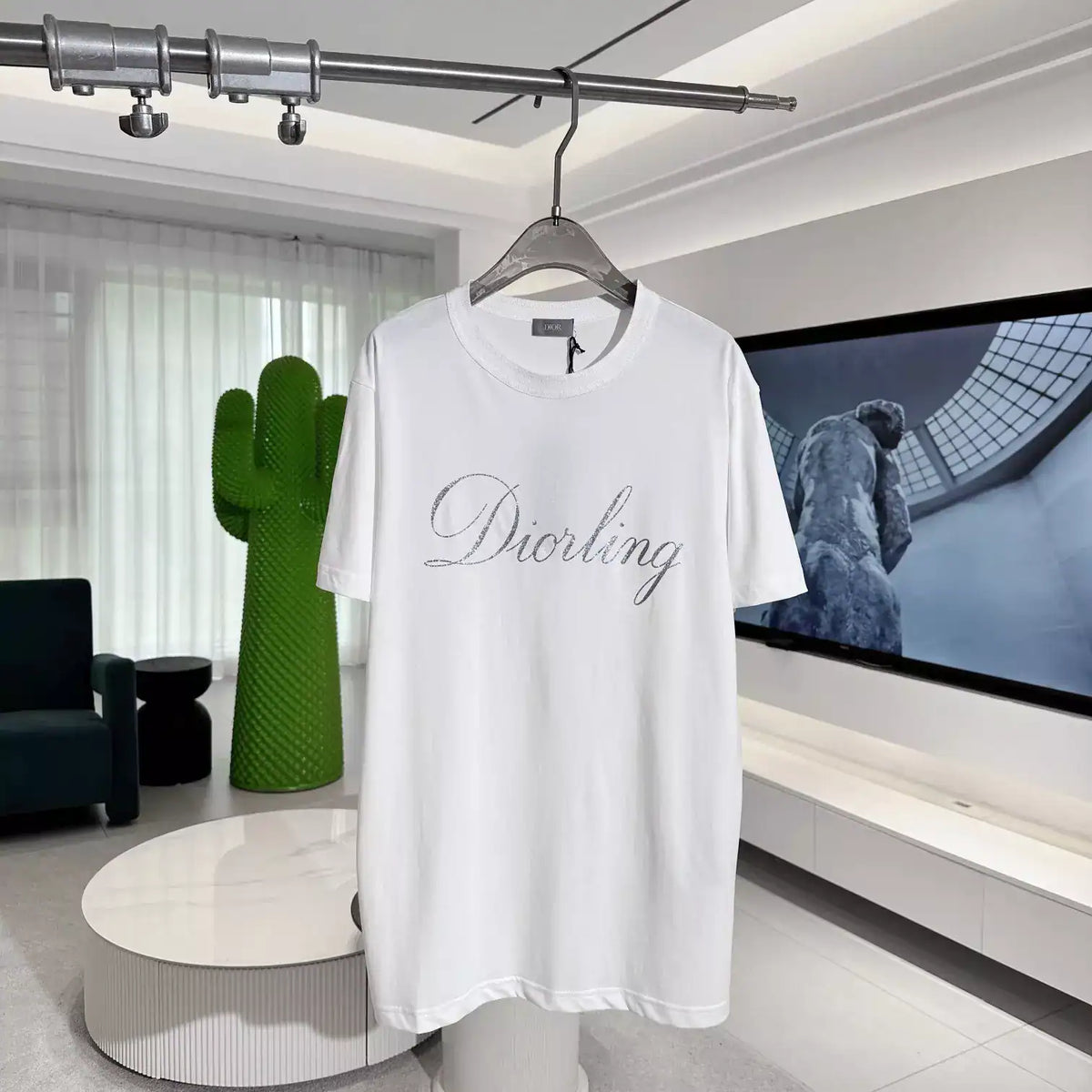 DI0RLING T-SHIRT, REGULAR FIT WHITE COTTON JERSEY – DOT031