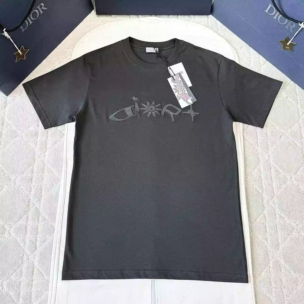 DIOR AND LEWIS HAMILTON T-SHIRT, RELAXED FIT BLACK COTTON JERSEY – DOT029