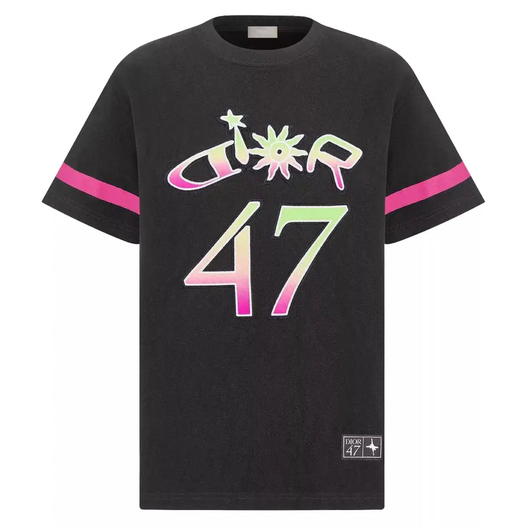 DIOR AND LEWIS HAMILTON T-SHIRT RELAXED FIT BLACK SLUB COTTON JERSEY – DOT027