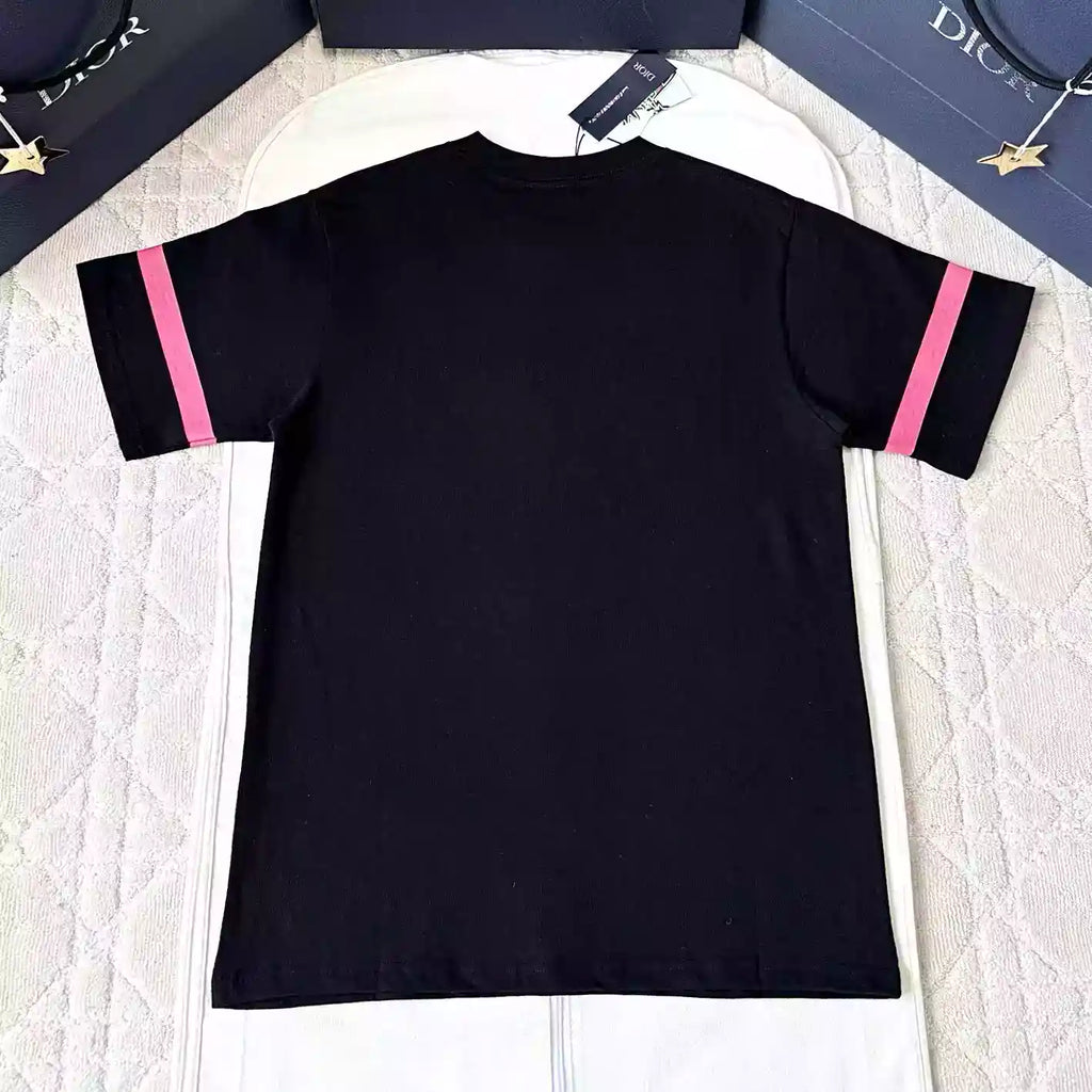 DIOR AND LEWIS HAMILTON T-SHIRT RELAXED FIT BLACK SLUB COTTON JERSEY – DOT027