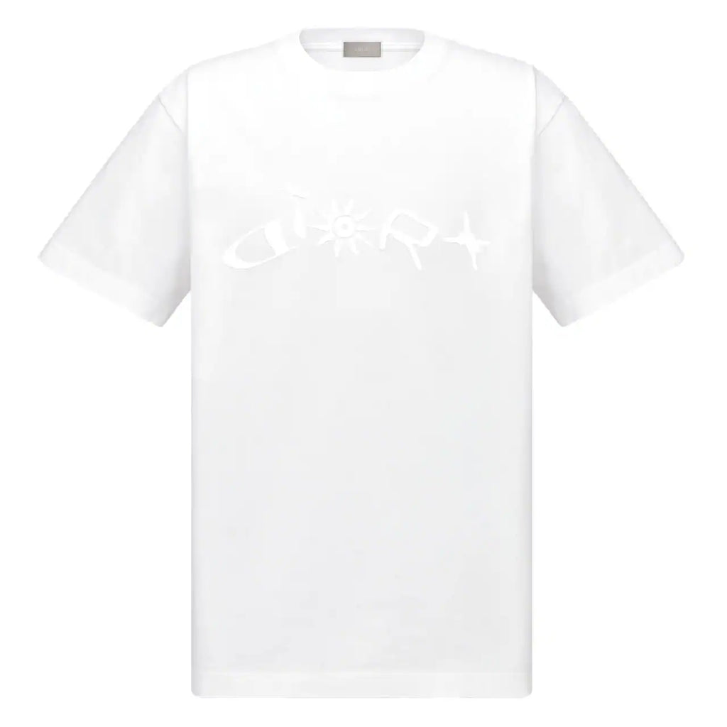 DIOR AND LEWIS HAMILTON T-SHIRT, RELAXED FIT WHITE COTTON JERSEY – DOT030