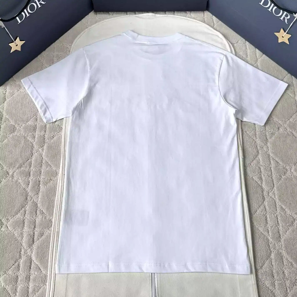 DIOR AND LEWIS HAMILTON T-SHIRT, RELAXED FIT WHITE COTTON JERSEY – DOT030
