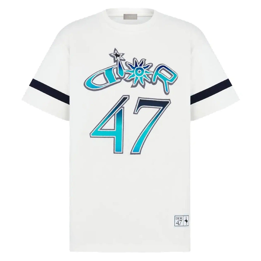 DIOR AND LEWIS HAMILTON T-SHIRT RELAXED FIT WHITE SLUB COTTON JERSEY – DOT028