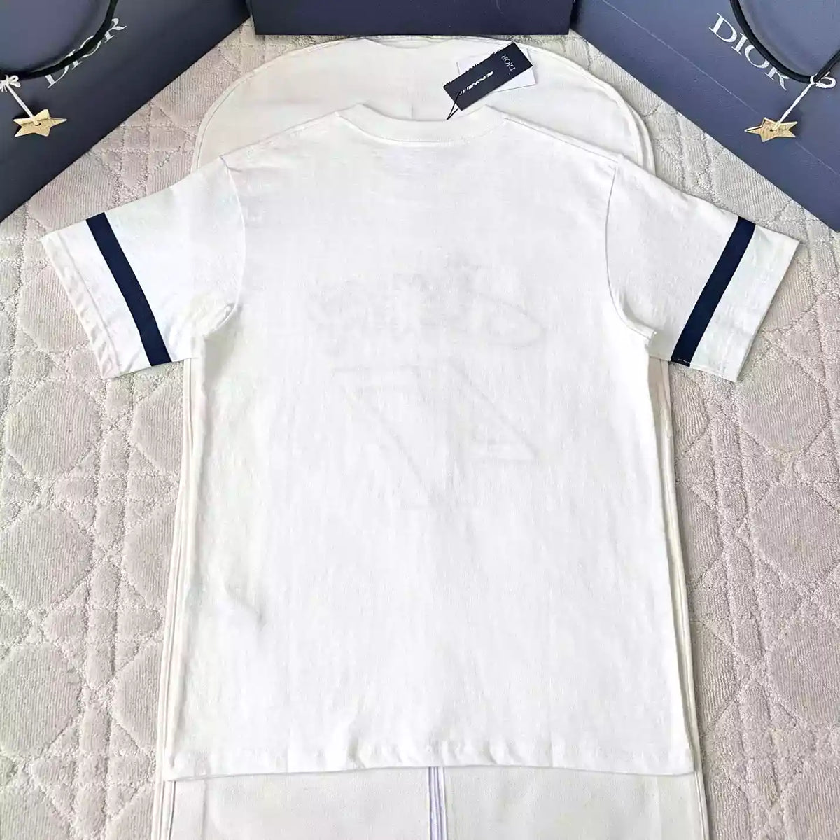 DIOR AND LEWIS HAMILTON T-SHIRT RELAXED FIT WHITE SLUB COTTON JERSEY – DOT028