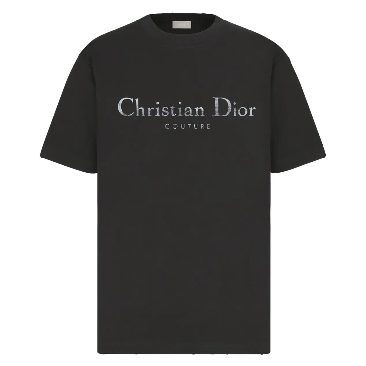 DIOR COUTURE T-SHIRT, RELAXED FIT BLACK DISTRESSED-EFFECT COTTON JERSEY – DOT034