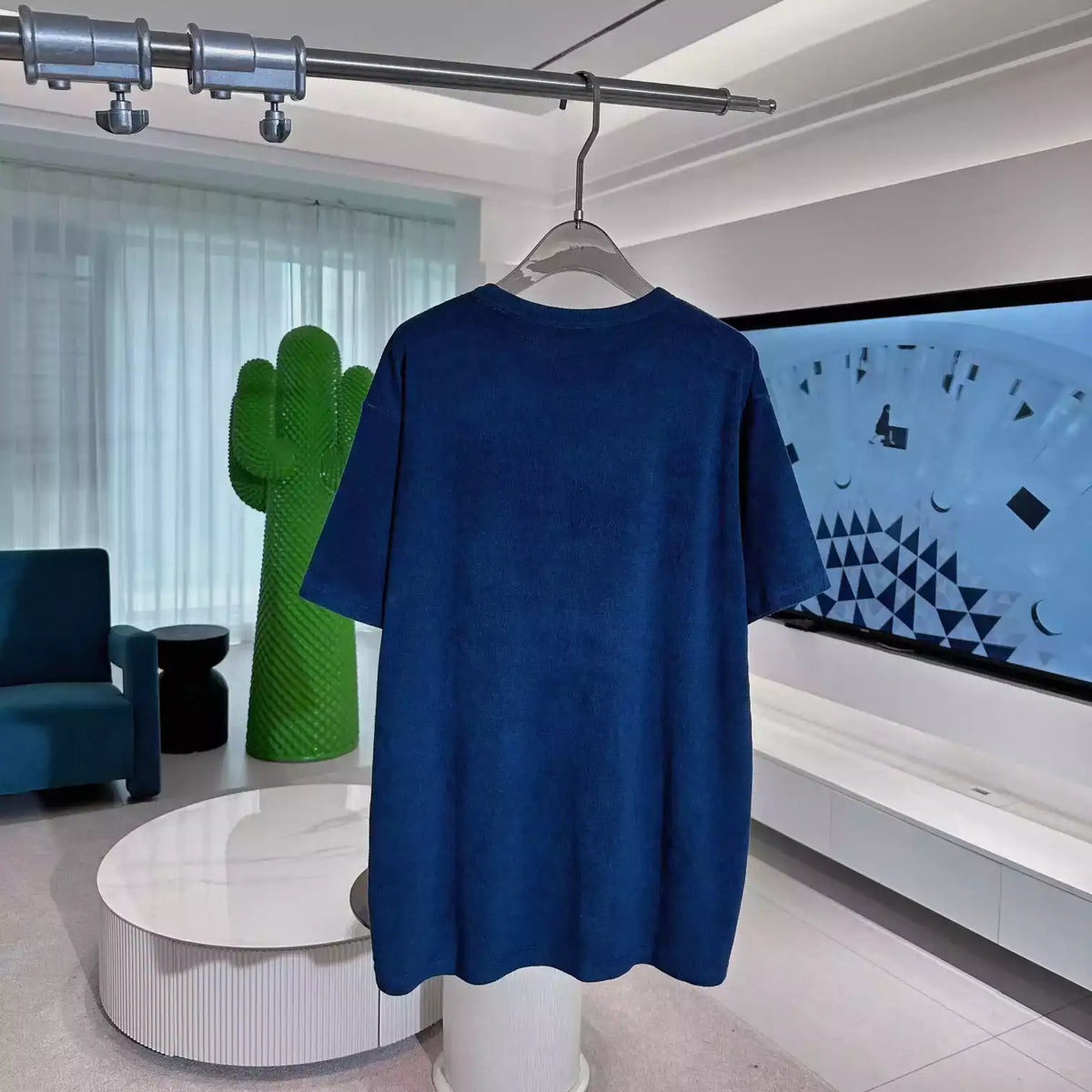 DIOR COUTURE T-SHIRT, RELAXED FIT BLUE TERRY COTTON – DOT039