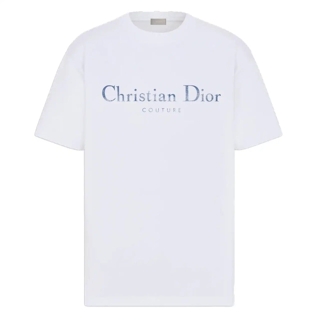 DIOR COUTURE T-SHIRT, RELAXED FIT WHITE DISTRESSED-EFFECT COTTON JERSEY – DOT033