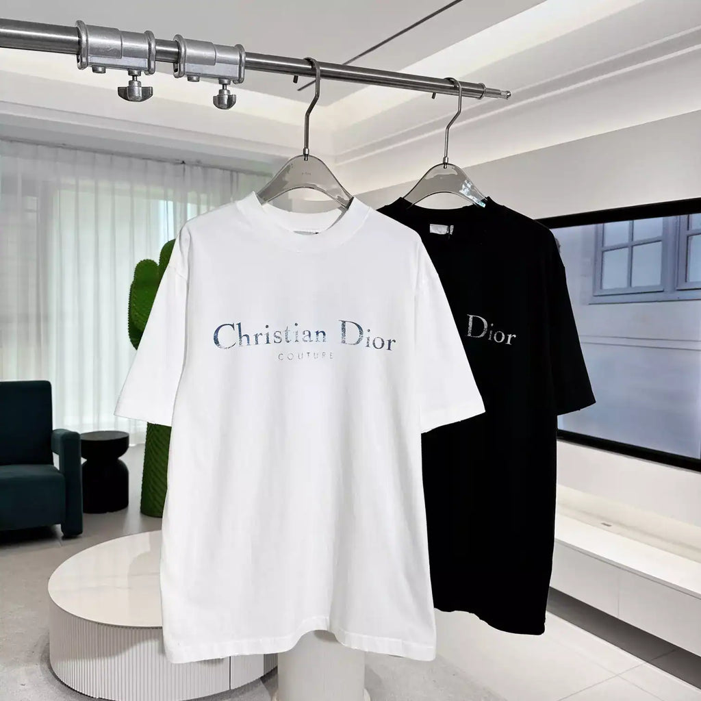 DIOR COUTURE T-SHIRT, RELAXED FIT WHITE DISTRESSED-EFFECT COTTON JERSEY – DOT033