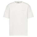 DIOR COUTURE T-SHIRT, RELAXED FIT WHITE DISTRESSED-EFFECT COTTON JERSEY – DOT045