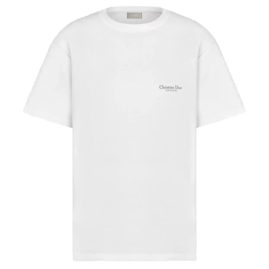 DIOR COUTURE T-SHIRT, RELAXED FIT WHITE TERRY COTTON  – DOT038