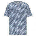 DIOR OBLIQUE T-SHIRT, RELAXED FIT BLUE AND WHITE TERRY COTTON JERSEYY – DOT046