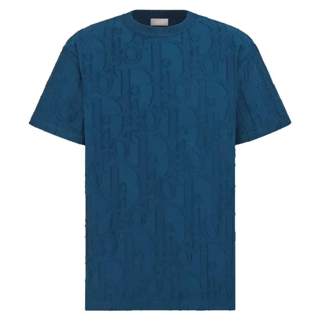 DIOR OBLIQUE T-SHIRT, RELAXED FIT DEEP BLUE COTTON JERSEY – DOT041