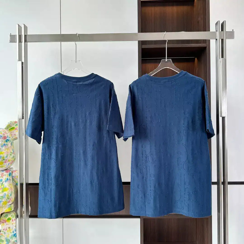 DIOR OBLIQUE T-SHIRT, RELAXED FIT DEEP BLUE COTTON JERSEY – DOT041