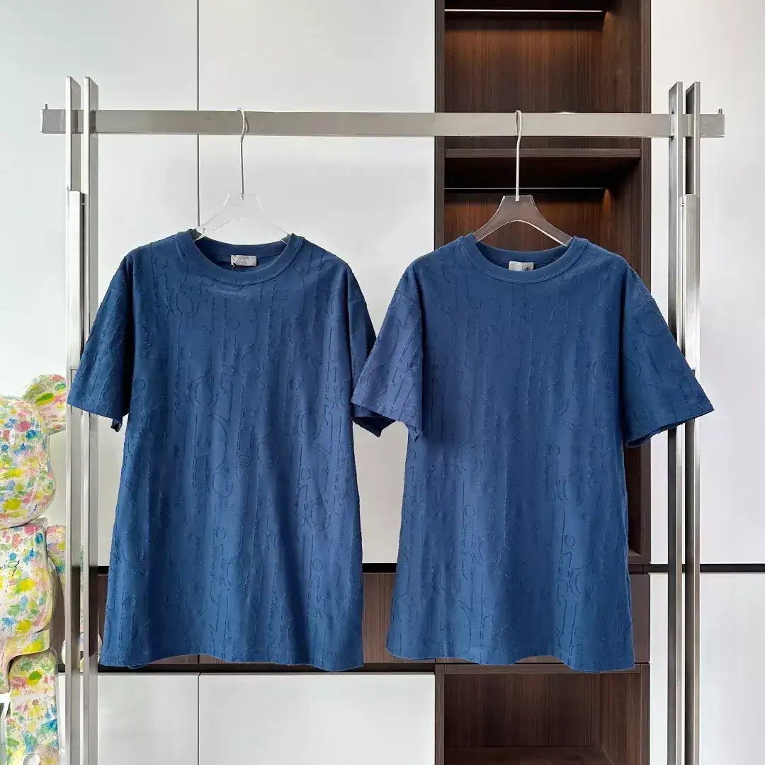 DIOR OBLIQUE T-SHIRT, RELAXED FIT DEEP BLUE COTTON JERSEY – DOT041