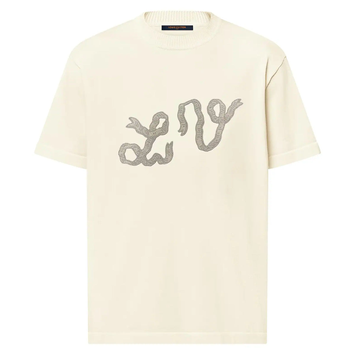 EMBELLISHED SHORT-SLEEVED COTTON CREWNECK IN WHITE – LVTS134