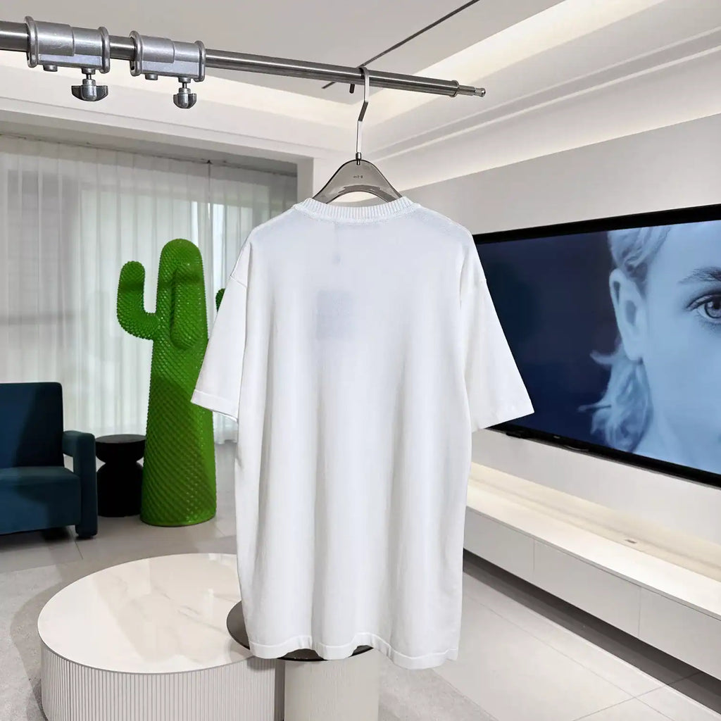 EMBELLISHED SHORT-SLEEVED COTTON CREWNECK IN WHITE – LVTS134