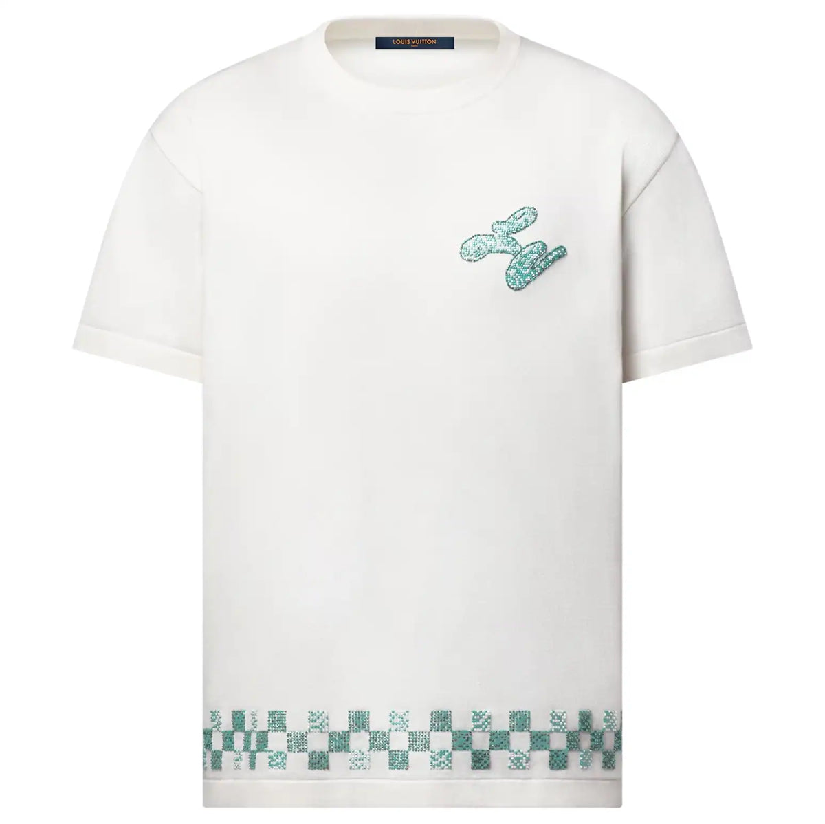 EMBELLISHED SHORT SLEEVED CREWNECK IN WHITE – LVTS098