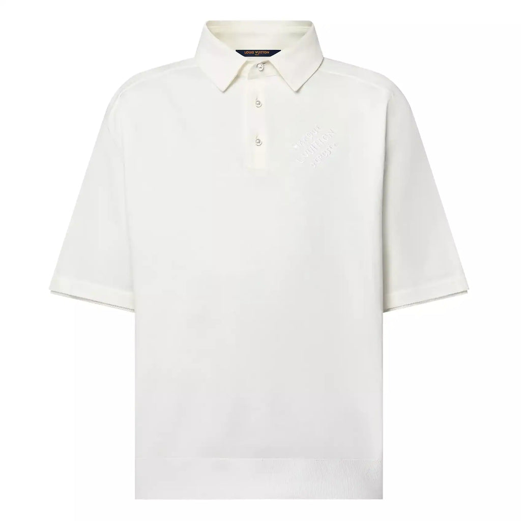 EMBROIDERED SHORT-SLEEVED COTTON BLEND POLO SHIRT IN WHITE – LVTS141