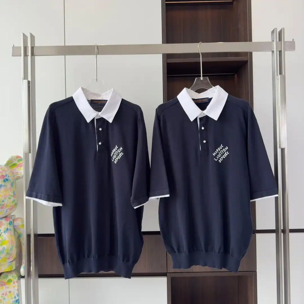 EMBROIDERED SHORT-SLEEVED COTTON BLEND POLO SHIRT – LVTS140