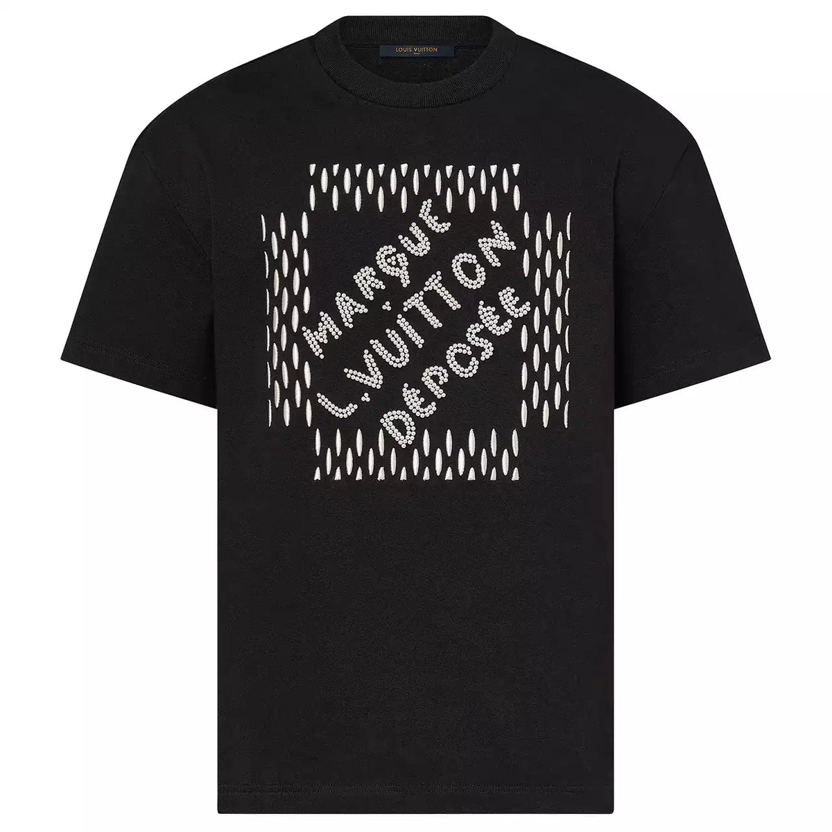 EMBROIDERED SIGNATURE COTTON T-SHIRT IN BLACK – LVTS121