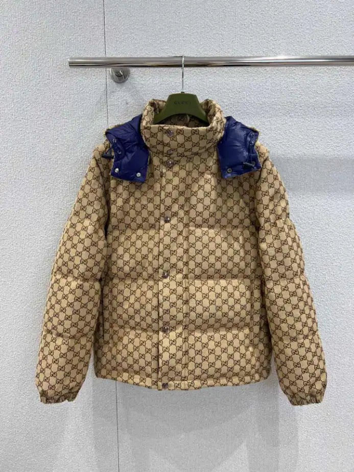 GG Canvas Down Jacket in Camel and Dark Brown – GCJ056