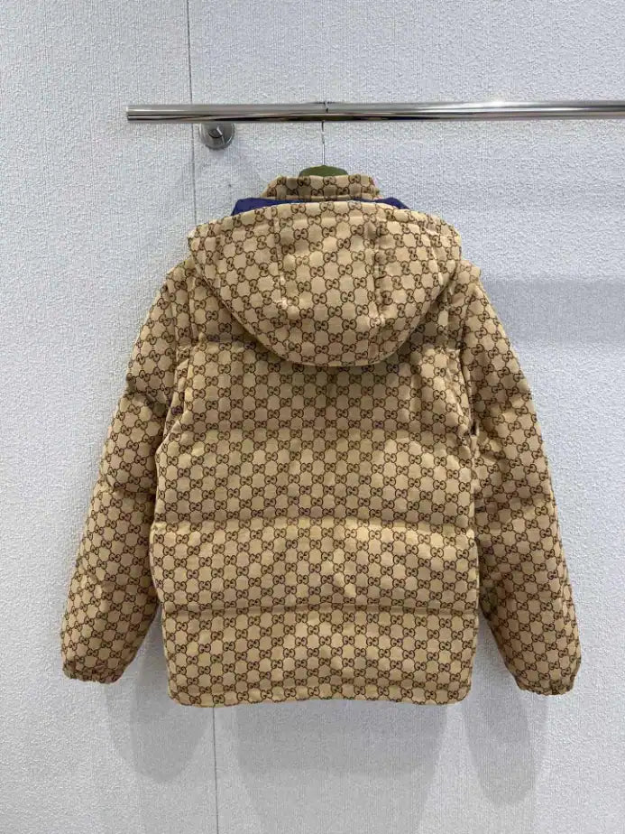 GG Canvas Down Jacket in Camel and Dark Brown – GCJ056